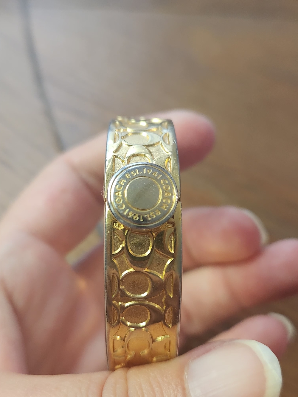 Coach Gold-Tone Signature C Link Bangle Bracelet - Picture 5 of 6